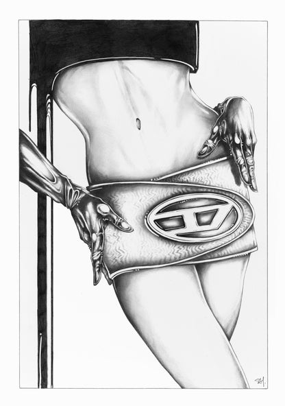 Diesel Belt Skirt Illustration